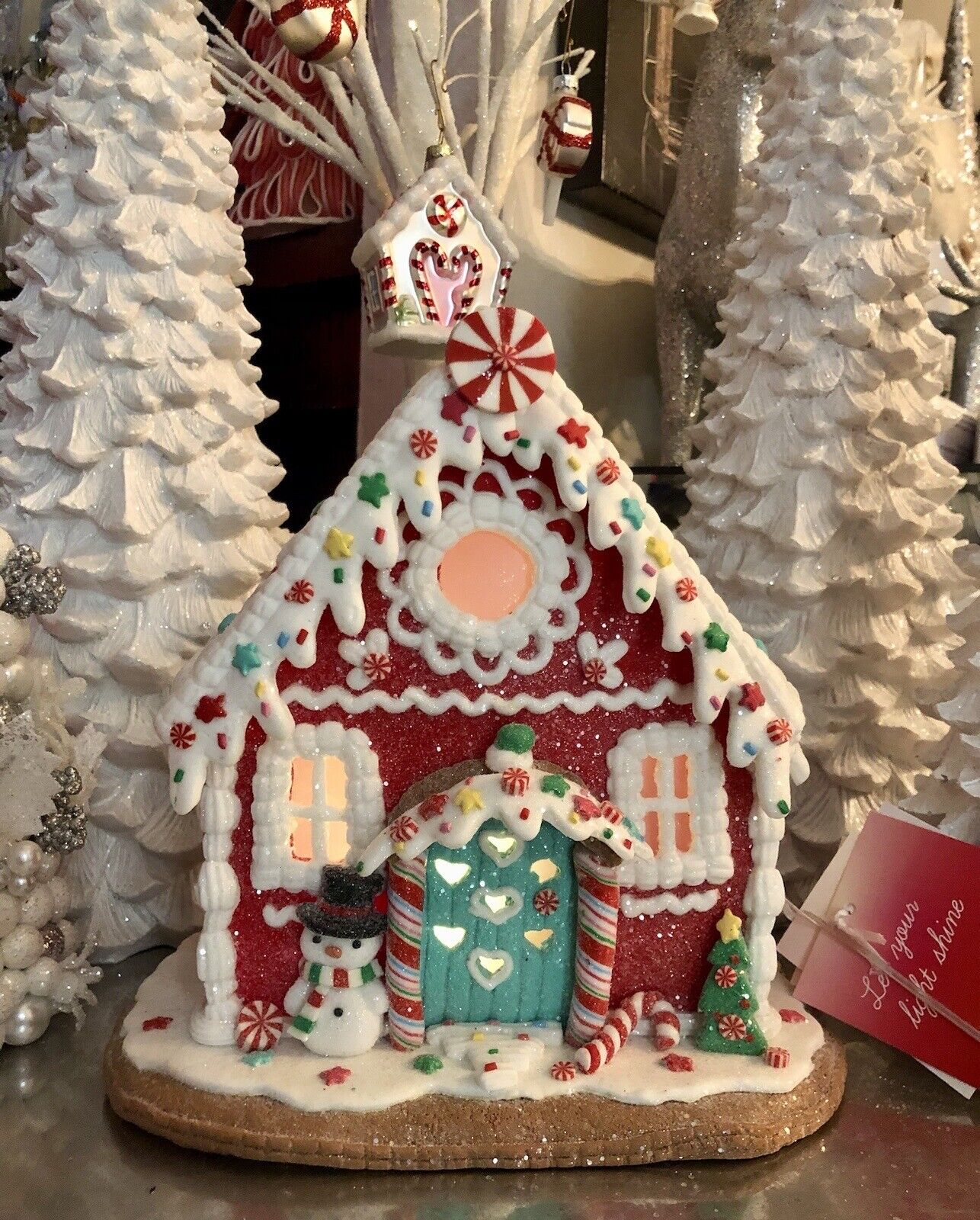 Christmas Gingerbread House 9” Led Glittery  Darling House 