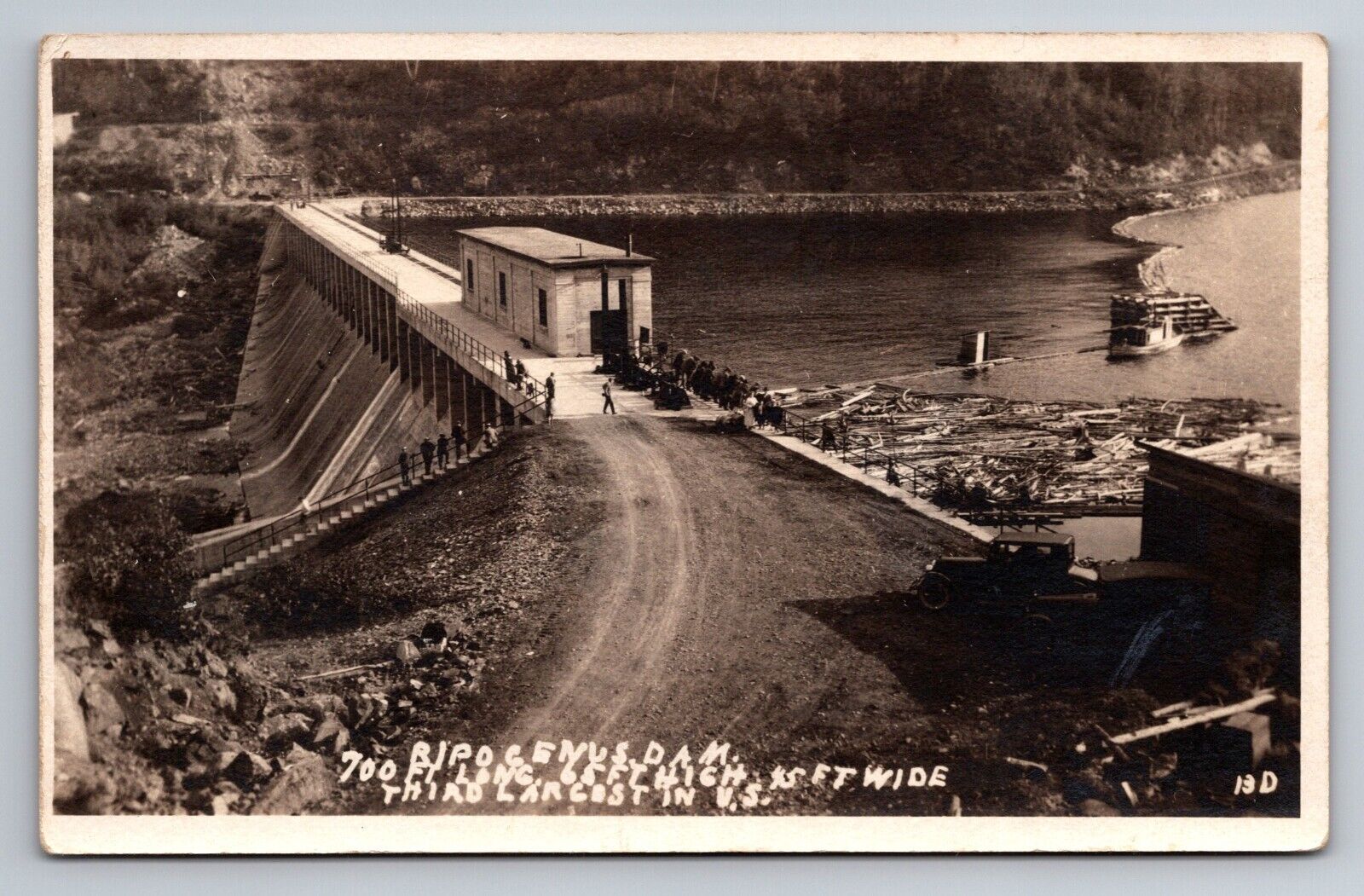 RPPC Ripogenus Dam Millinocket Maine  Circa 1924 Real Photo Postcard