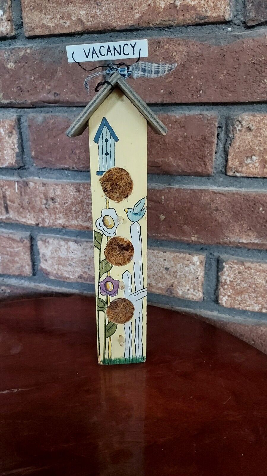 Rustic Decorative Birdhouse Mini Wood Primitive Painted Perch  Vacancy Sign