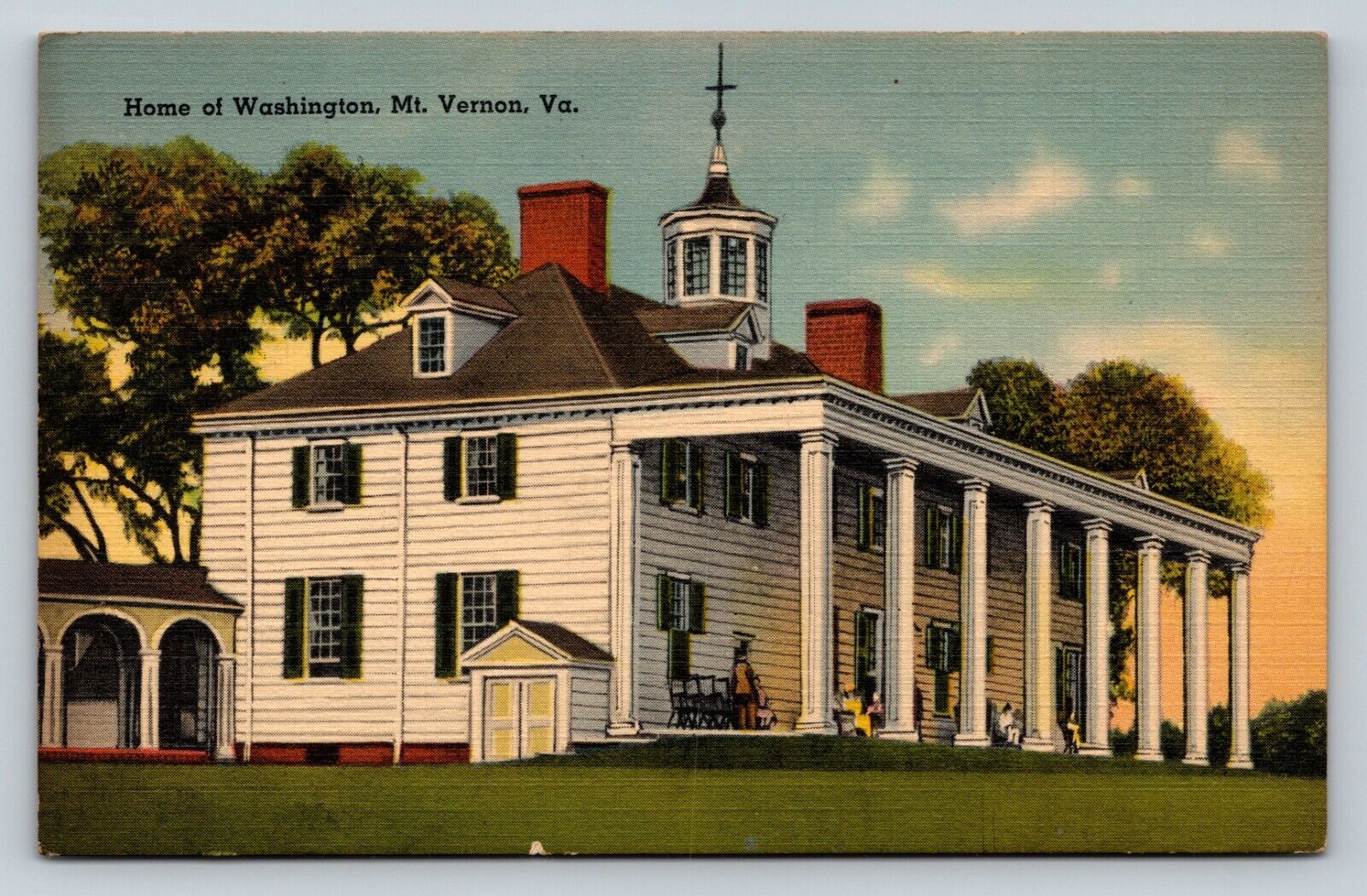 Home Of George Washington In Mt. Vernon Virginia VA Vintage Linen Postcard