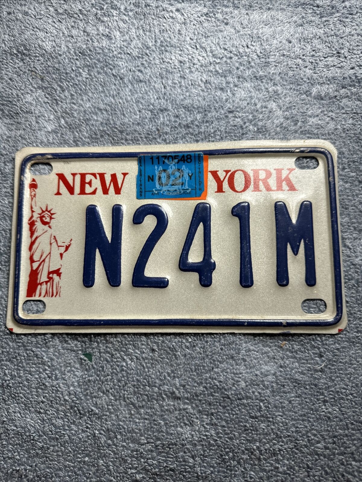 2002 New York Motorcycle License Plate Statue Of Liberty N241M