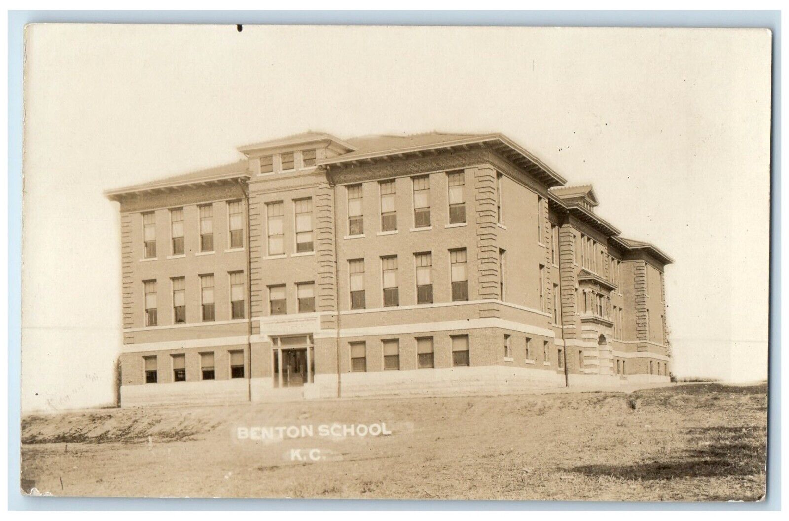 c1910's Benton School KC Western Publishing Co. Building RPPC Photo Postcard