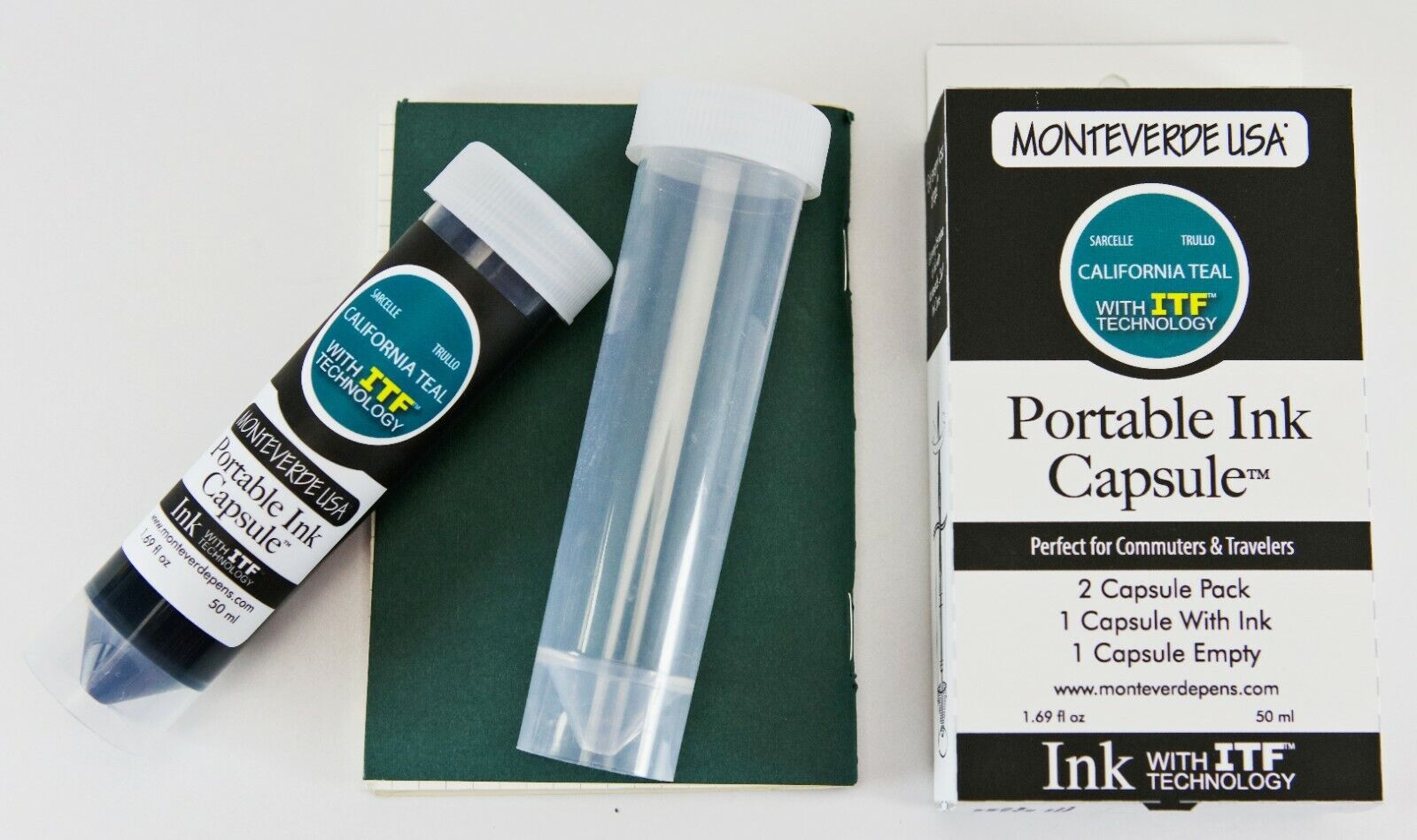 Monteverde Fountain Pen Portable Ink Bottle Capsules, 50ml, Free Empty Vial, New