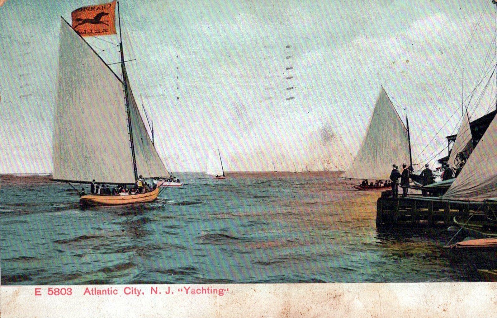 Atlantic City, New Jersey Yachting Used  Postcard  VINTAGE 1908