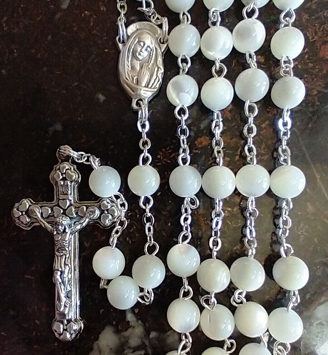 Catholic Genuine Mother of Pearl Rosary Our Lady Byzantine Crucifix 18\