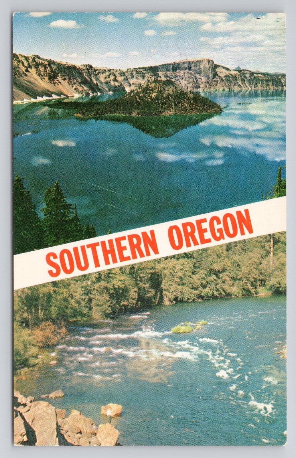 Postcard Southern OR Wizard Island Crater Lake Oregon The Rogue River