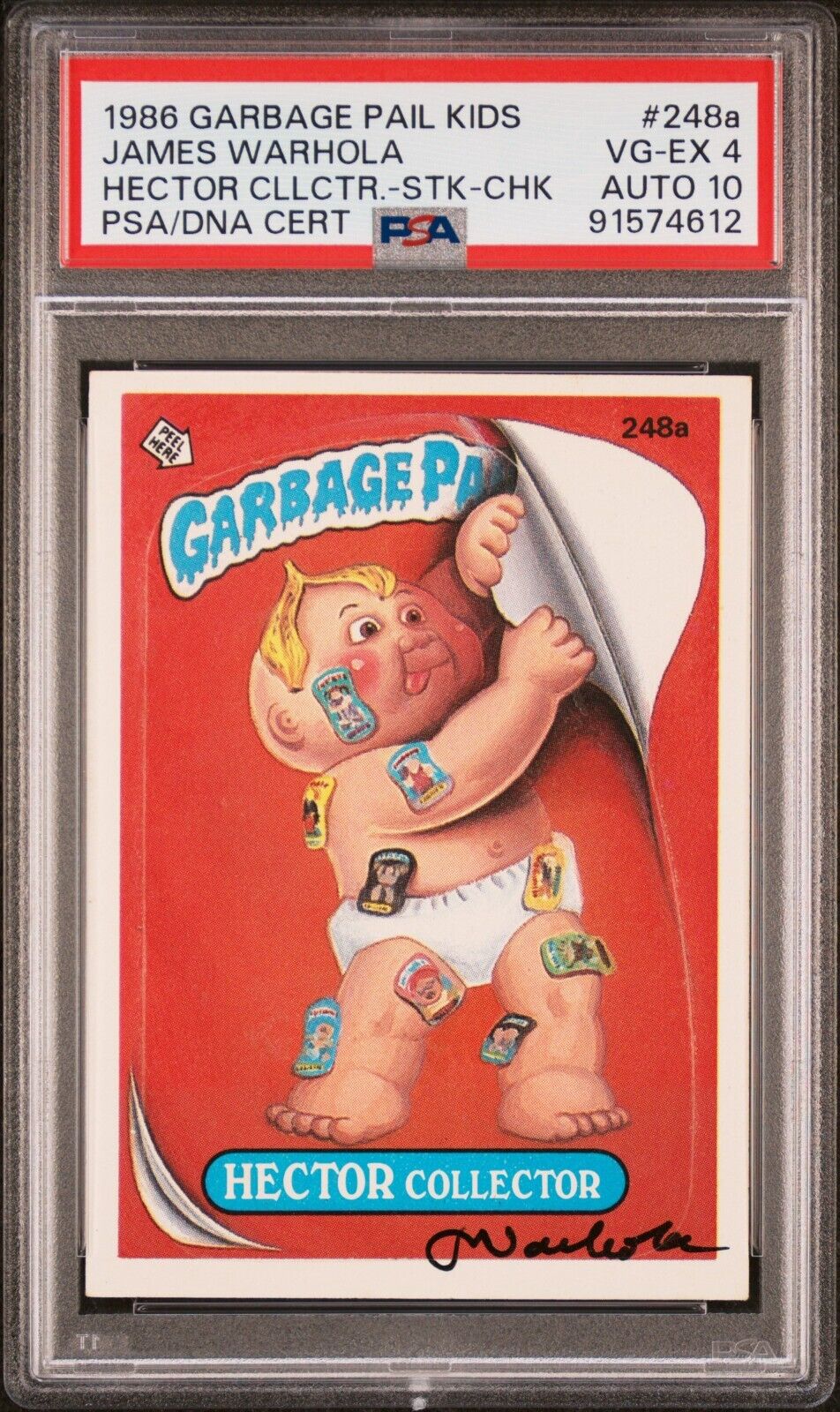 James Warhola Autograph 1986 Garbage Pail Kids 248a Hector Collector PSA 10 AUTO