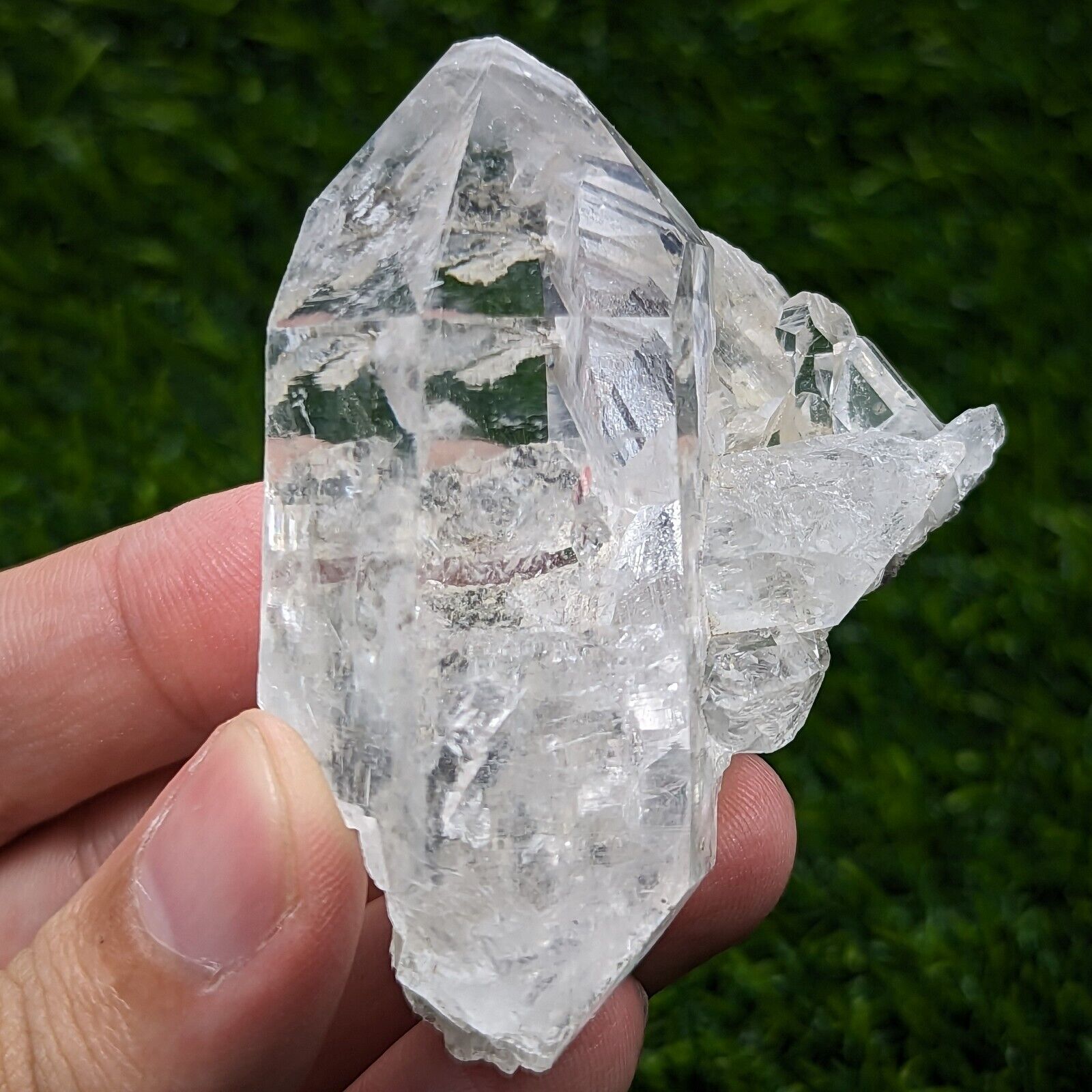 Natural Aesthetic Etched Water Clear Point Quartz Crystal From  Pakistan, 89g