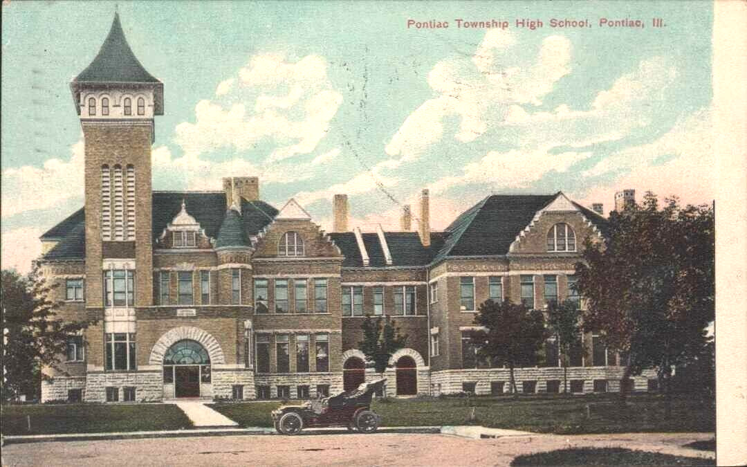1908      PONTIAC    Illinois IL   Township High School  Germany Litho  postcard