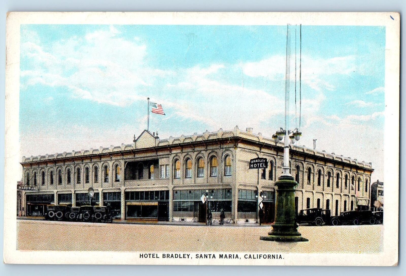 Santa Maria California CA Postcard Hotel Bradley Exterior Roadside c1920 Antique
