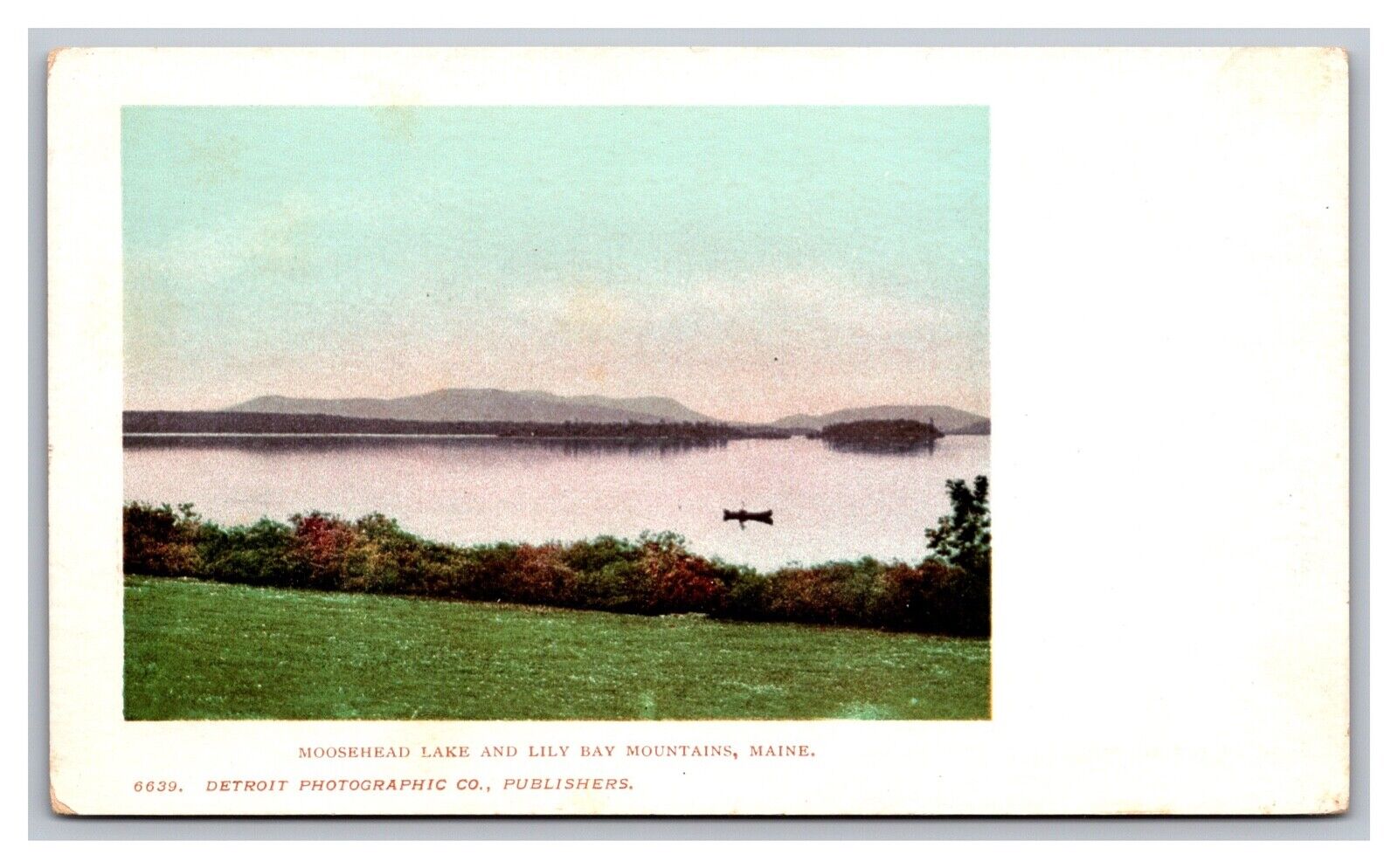 Moosehead Lake & Lily Bay Mountain, ME Maine, Vintage UDB Postcard 