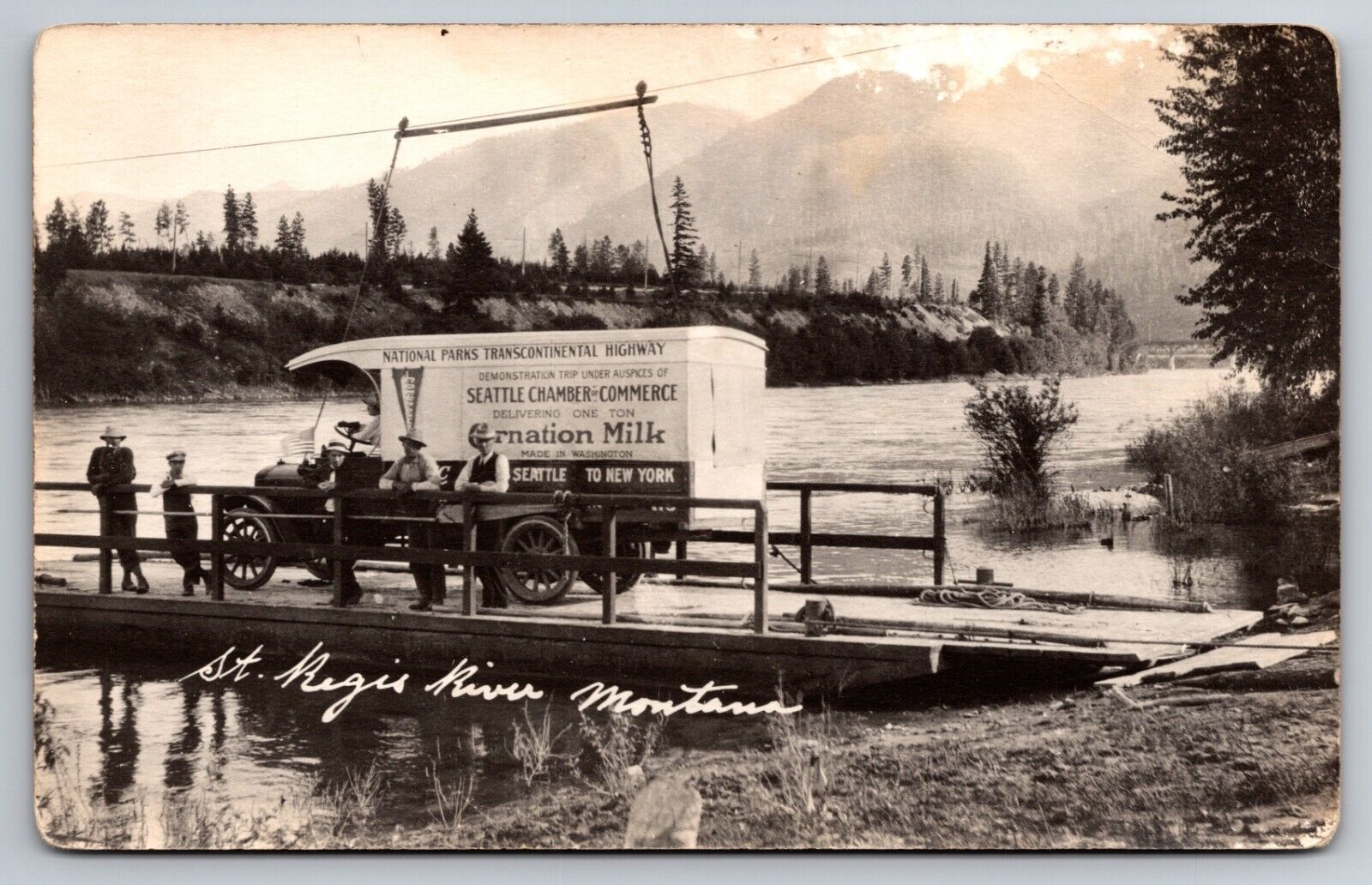 Carnation Milk Dairy Truck National Parks Highway St. Regis River Montana c1915