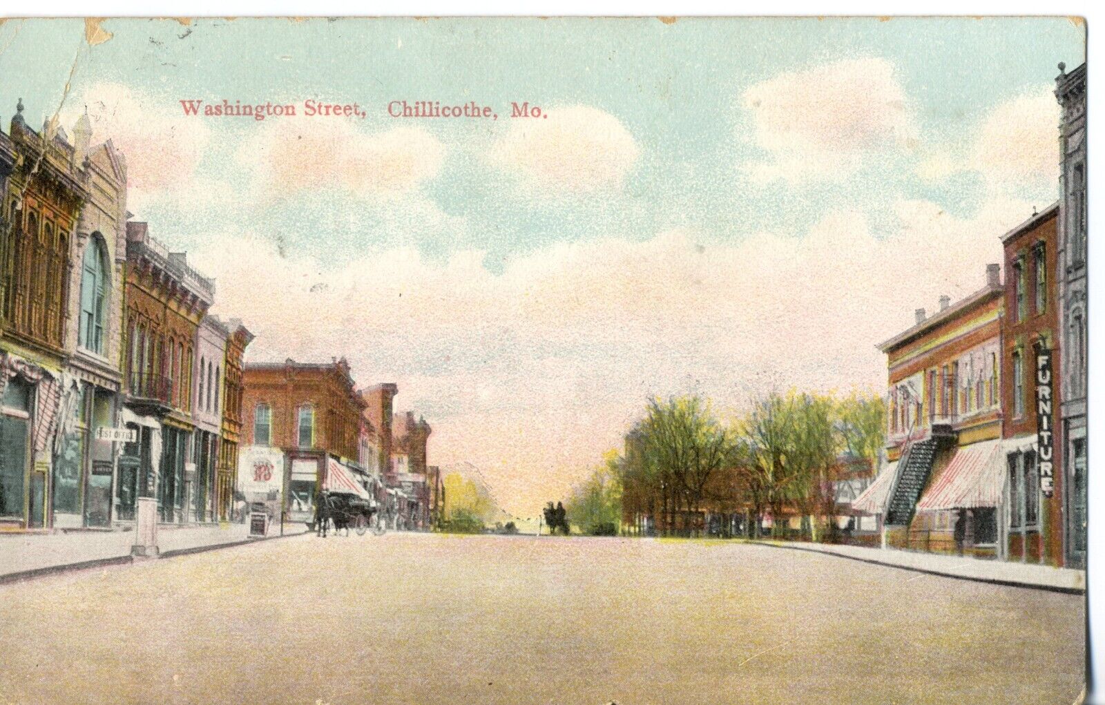 Washington Street, Chillicothe, Mo. Missouri Postcard. Made in Germany