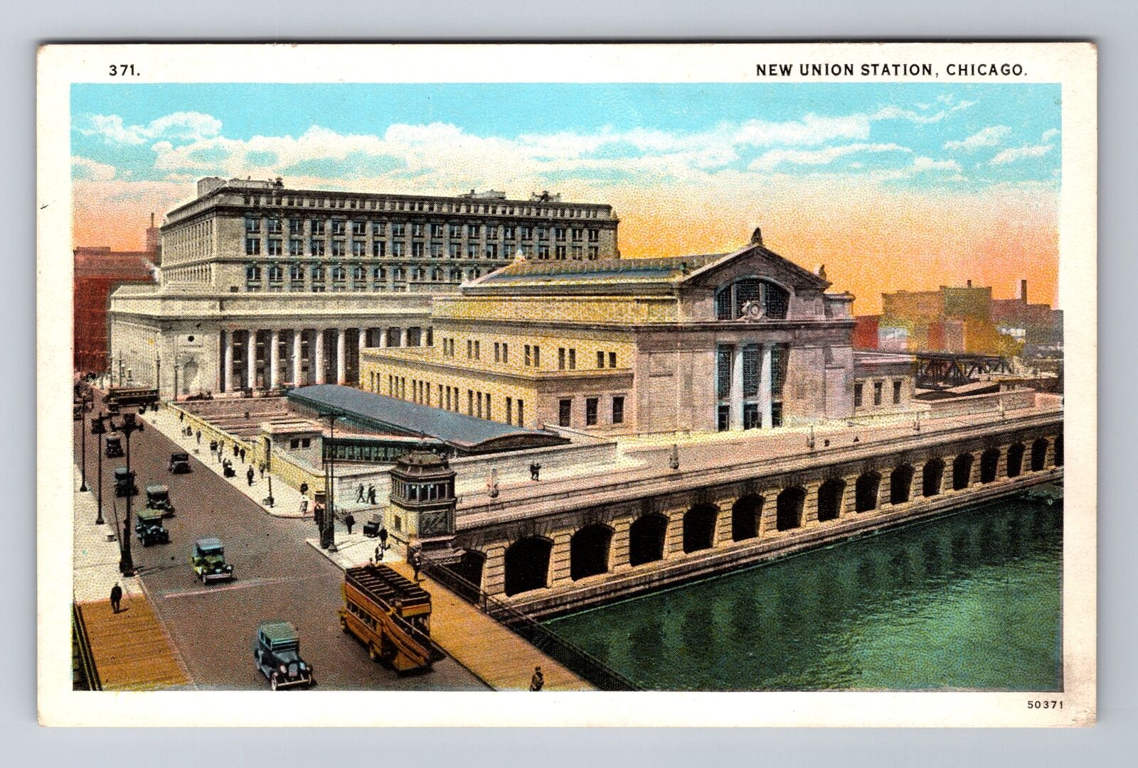 Chicago IL-Illinois, New Union Station, Antique, Vintage Souvenir Postcard