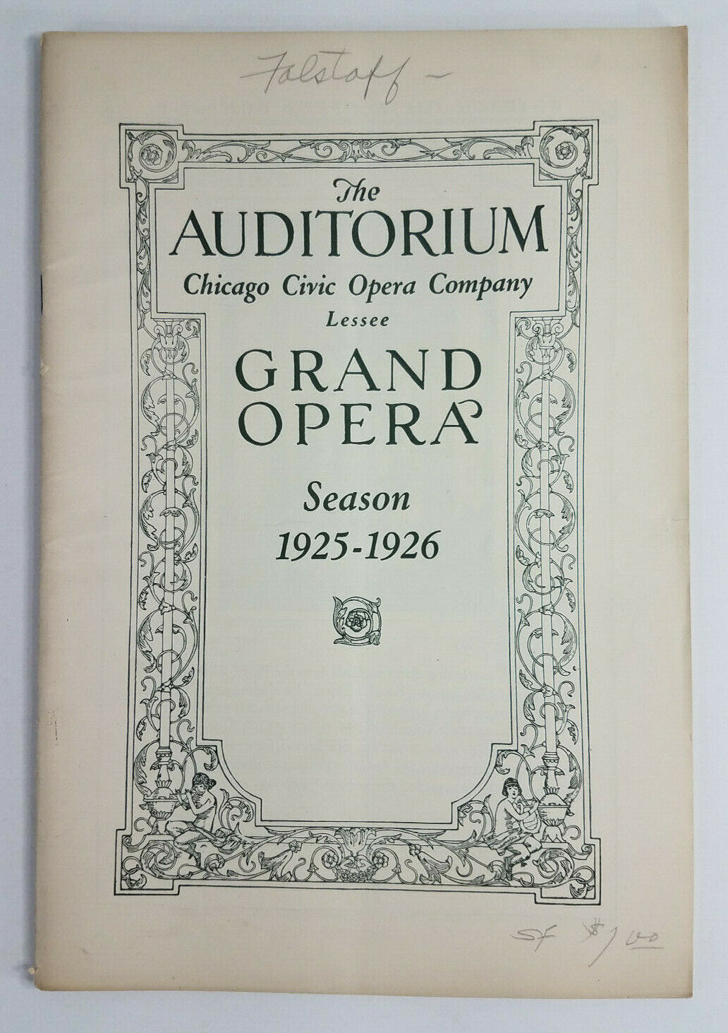 The Auditorium Chicago Civic Grand Opera 1925-1926 Falstaff program playbill