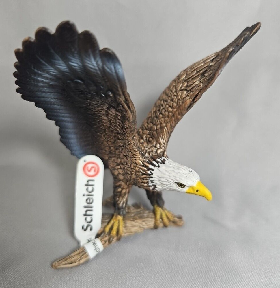 Schleich Wild Life Landing Bald Eagle 14780 With Original Tag Toy Figurine