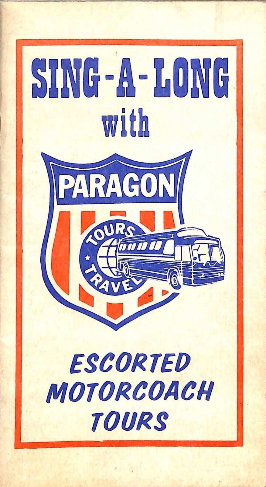 c1960s Paragon Tours Sing A Long Lyrics Motorcoach CPB1