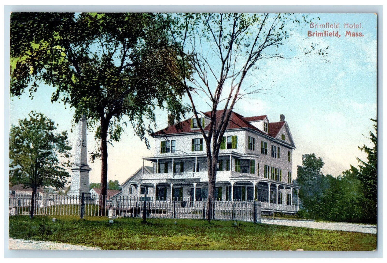 c1910 Brimfield Hotel Brimfield Massachusetts MA Antique Unposted Postcard