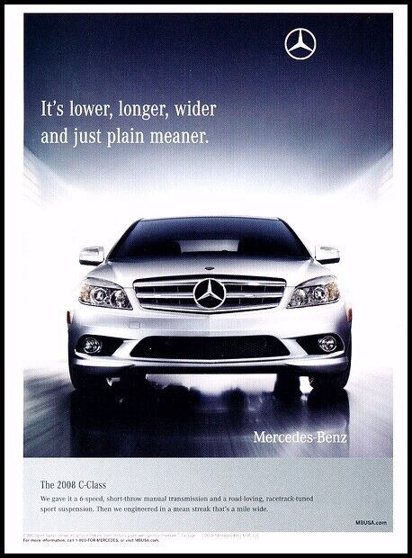 2008 Mercedes Benz C300 Sport Original Advertisement Car Print Art Ad D170