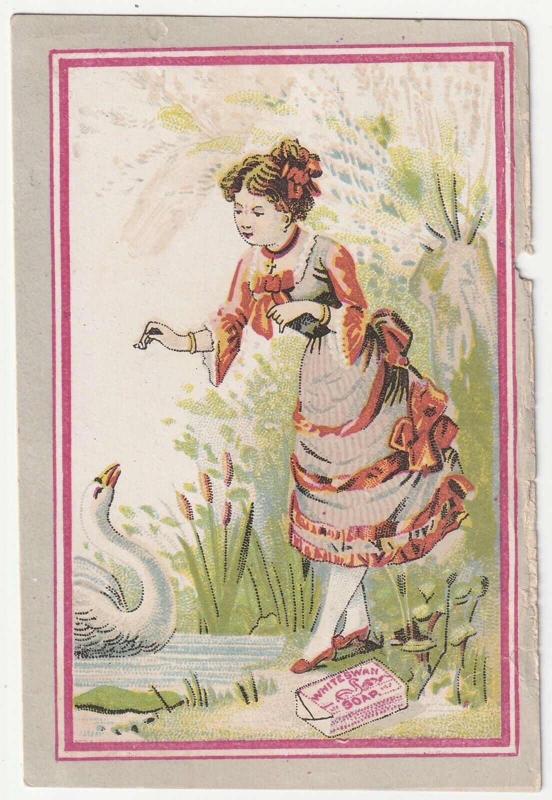 c1880s~Rochester New York NY~Girl & Swan~Victorian Soap~Advertisement Trade Card
