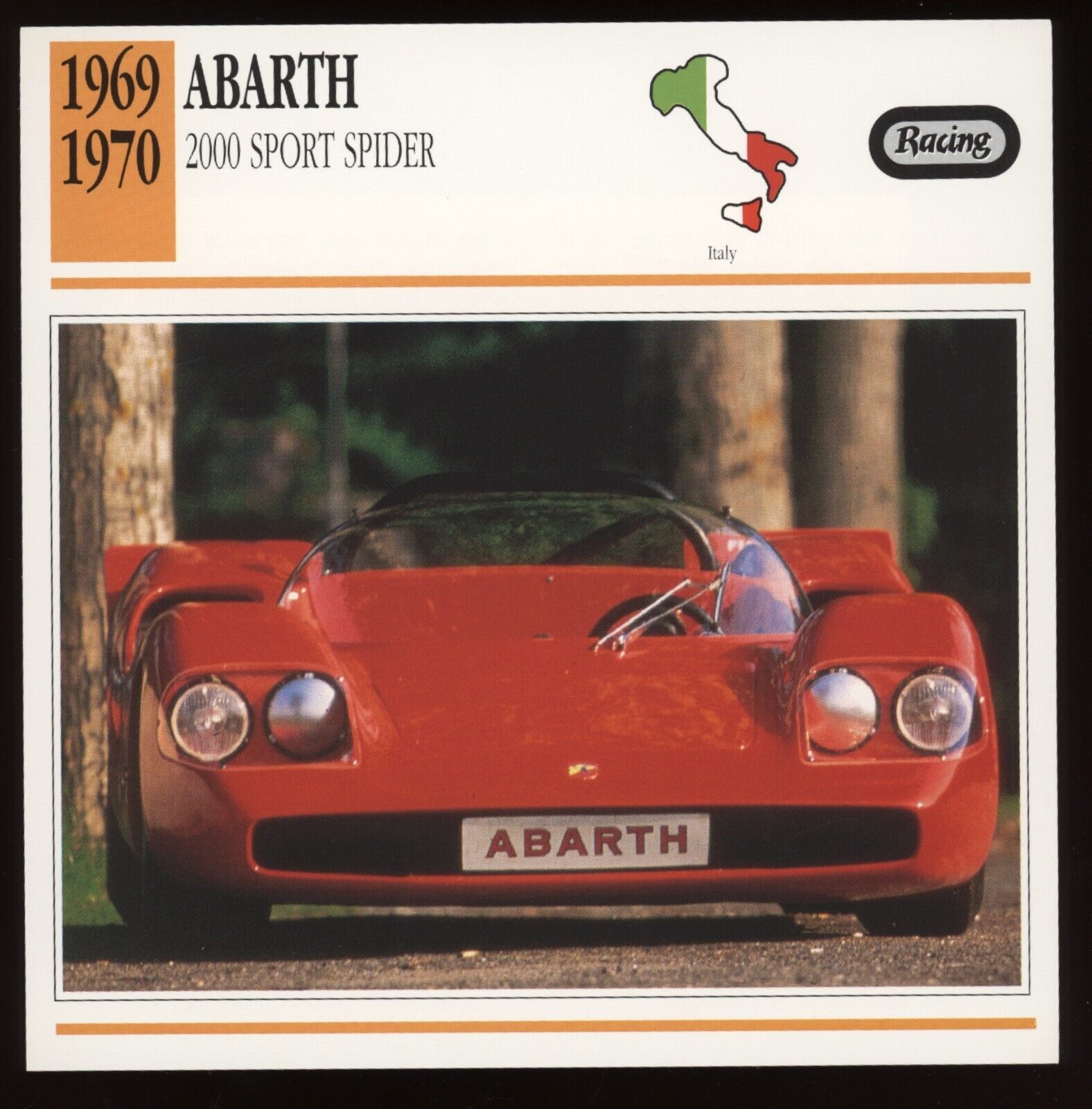 1969 1970  Abarth  2000 Sport Spider  Classic Cars Card