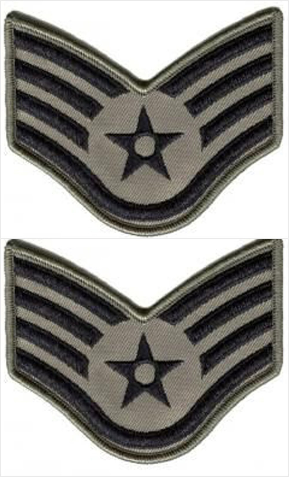 2 Pair US Air Force Staff Sergeant Rank Chevron ABU Patches - Female
