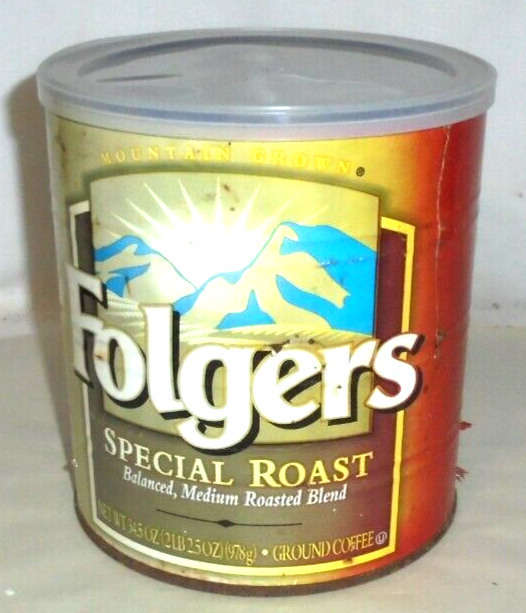 FOLGER’S MOUNTAIN  SPECIAL ROAST BLEND  COFFEE CAN WITH LID,  34 1/2 OZS