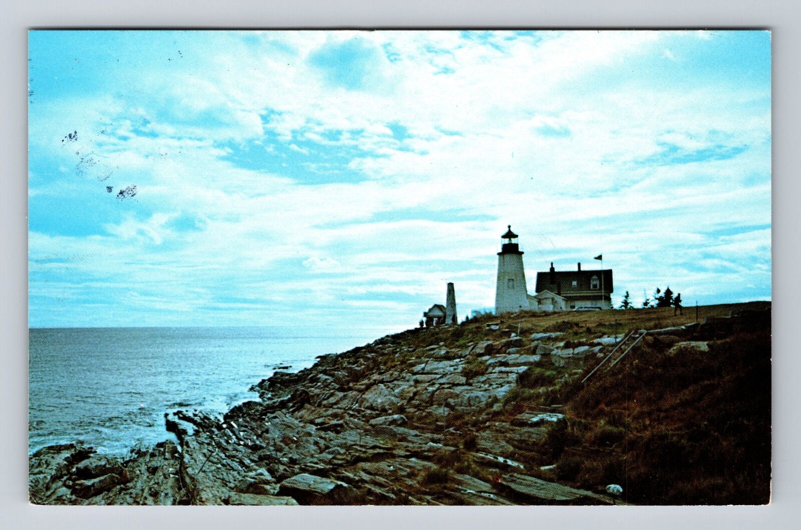 Pemaquid Point ME-Maine, Pemaquid Light, Atlantic Ocean, Vintage c1973 Postcard