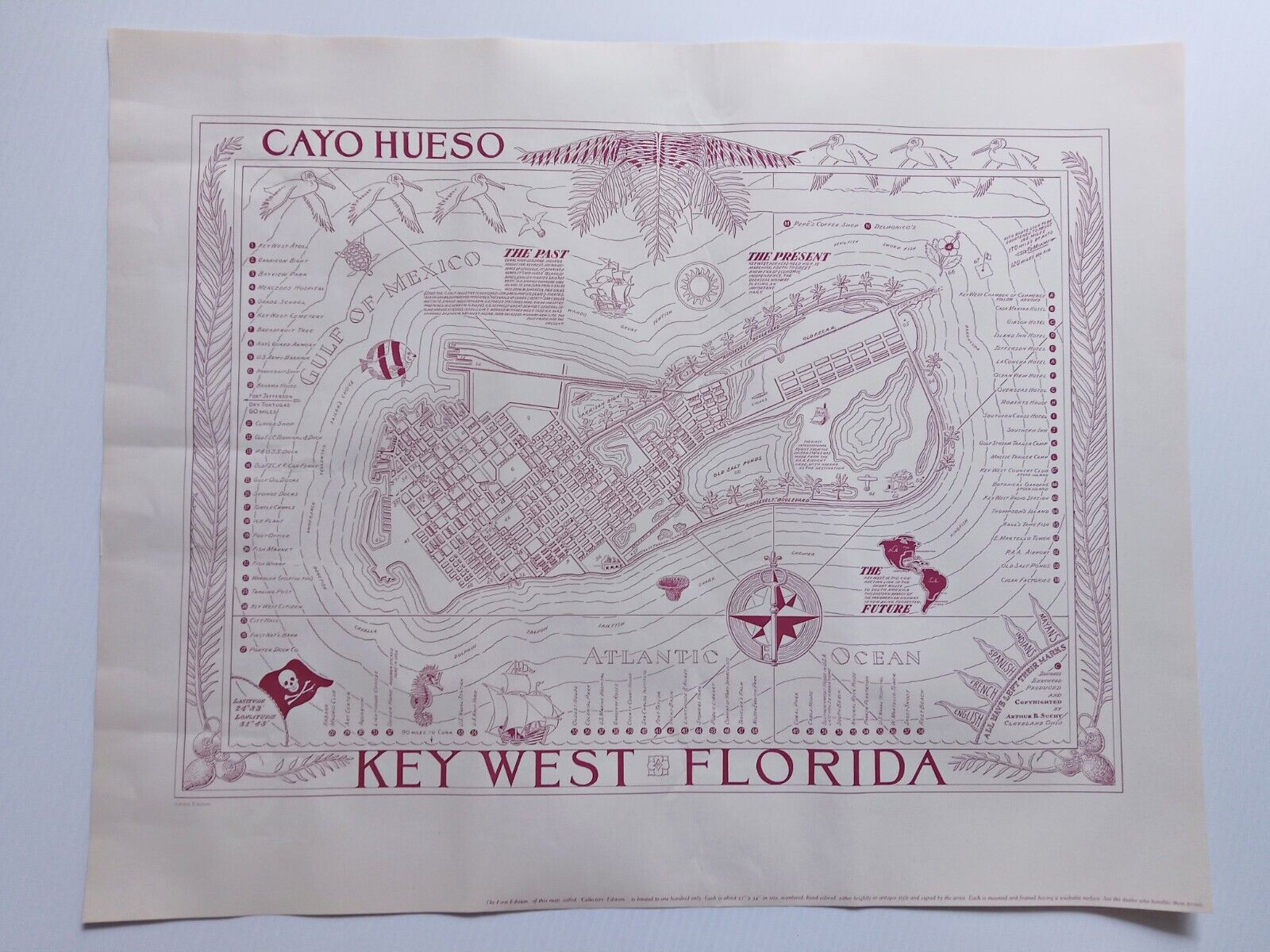 1940 Arthur Suchy, Cayo Hueso, Key West Florida, Pictorial Map