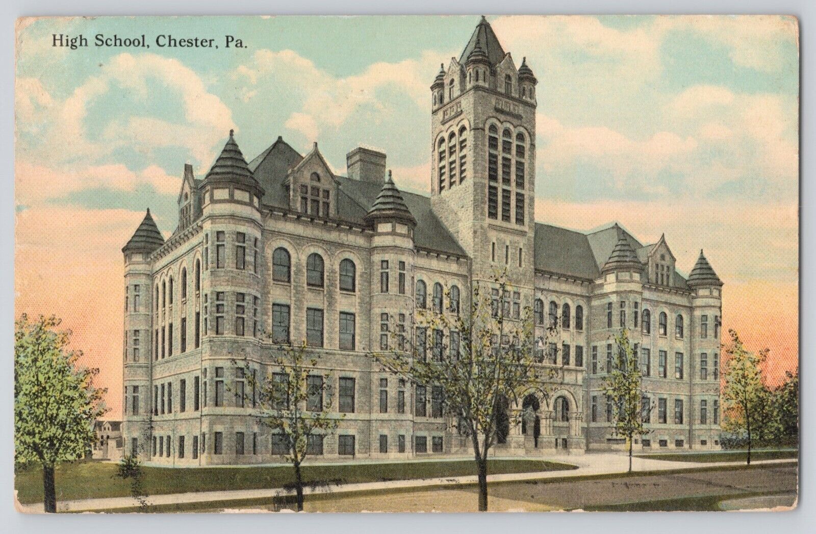 Postcard Pennsylvania Chester High School Antique Vintage 1915