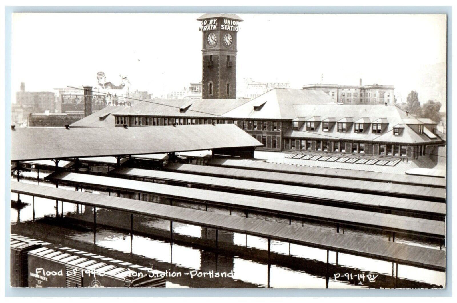 1948 Flood Of Union Station Portland Oregon OR RPPC Photo Vintage Postcard