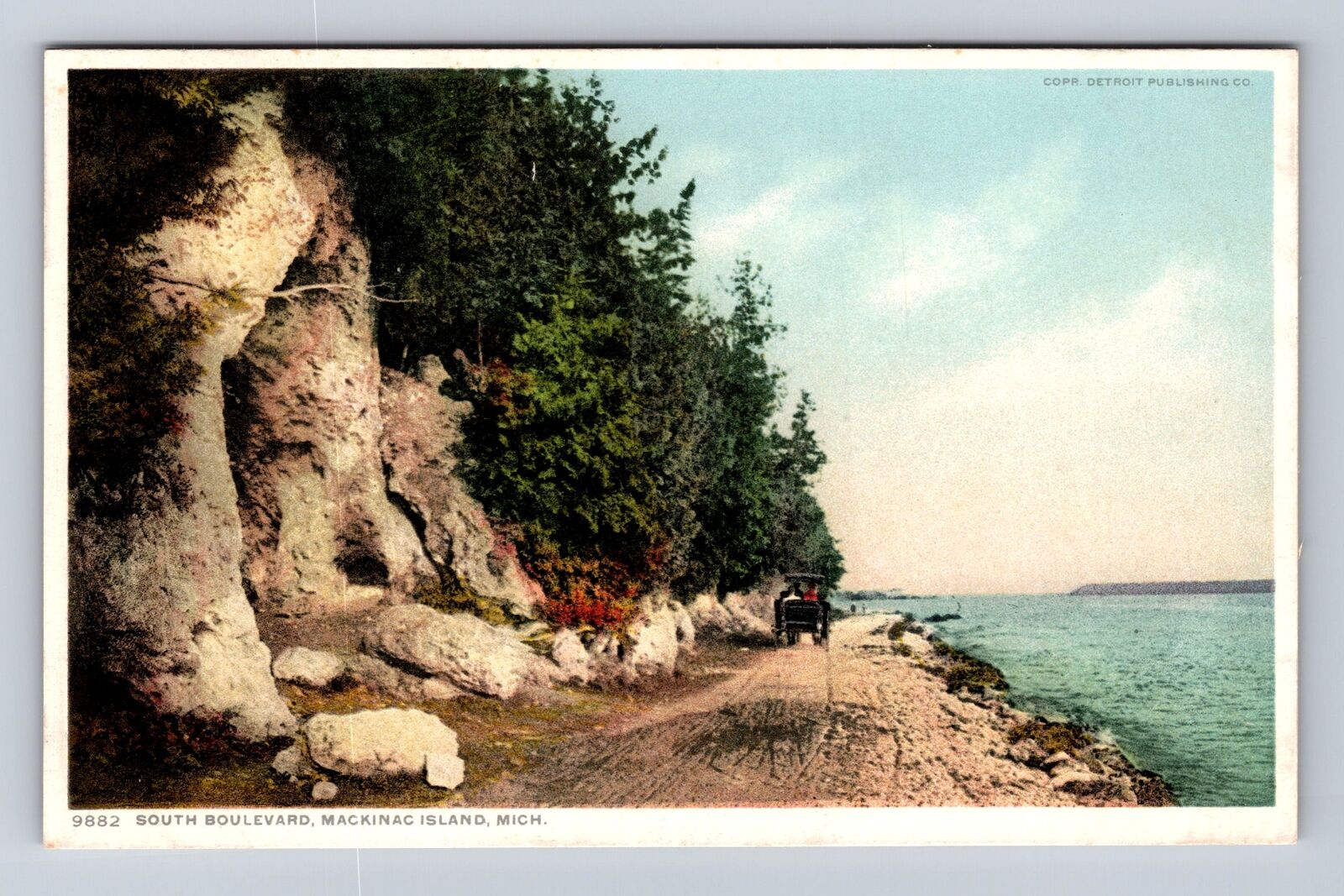 Mackinac Island MI-Michigan, South Boulevard, Antique, Vintage Souvenir Postcard