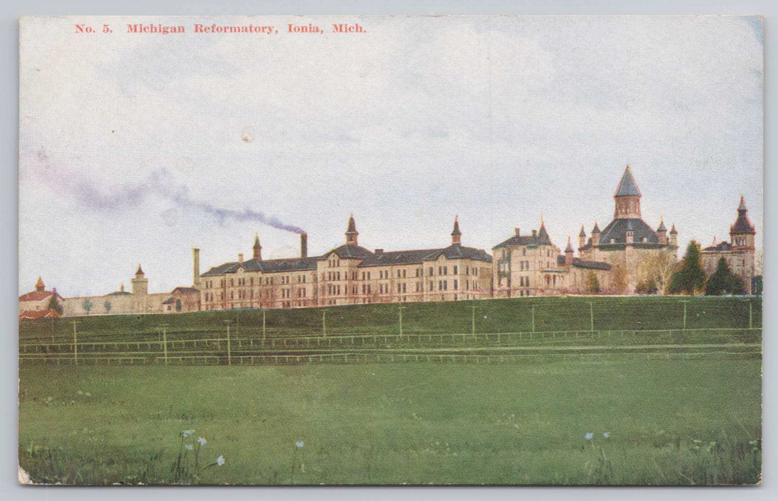 Ionia Michigan Reformatory Asylum for Insane Criminals Hospital Postcard 1908