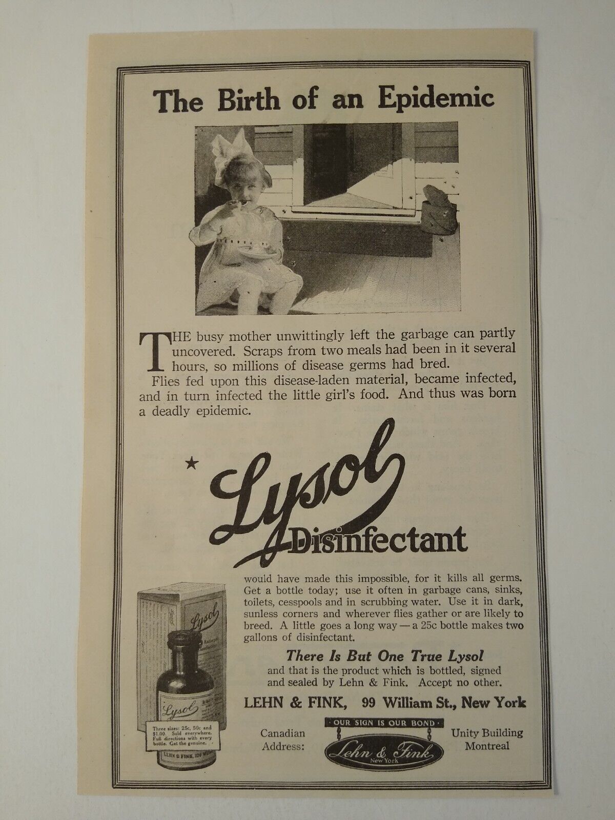 1917 Lysol Disinfectant / Pepsodent Toothpaste Vintage Print Ad