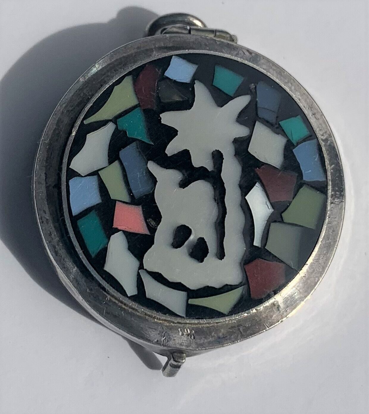 Vintage Reuven Judaica Mosaic Silver Sterling 925 Locket Prayer Box Pendant
