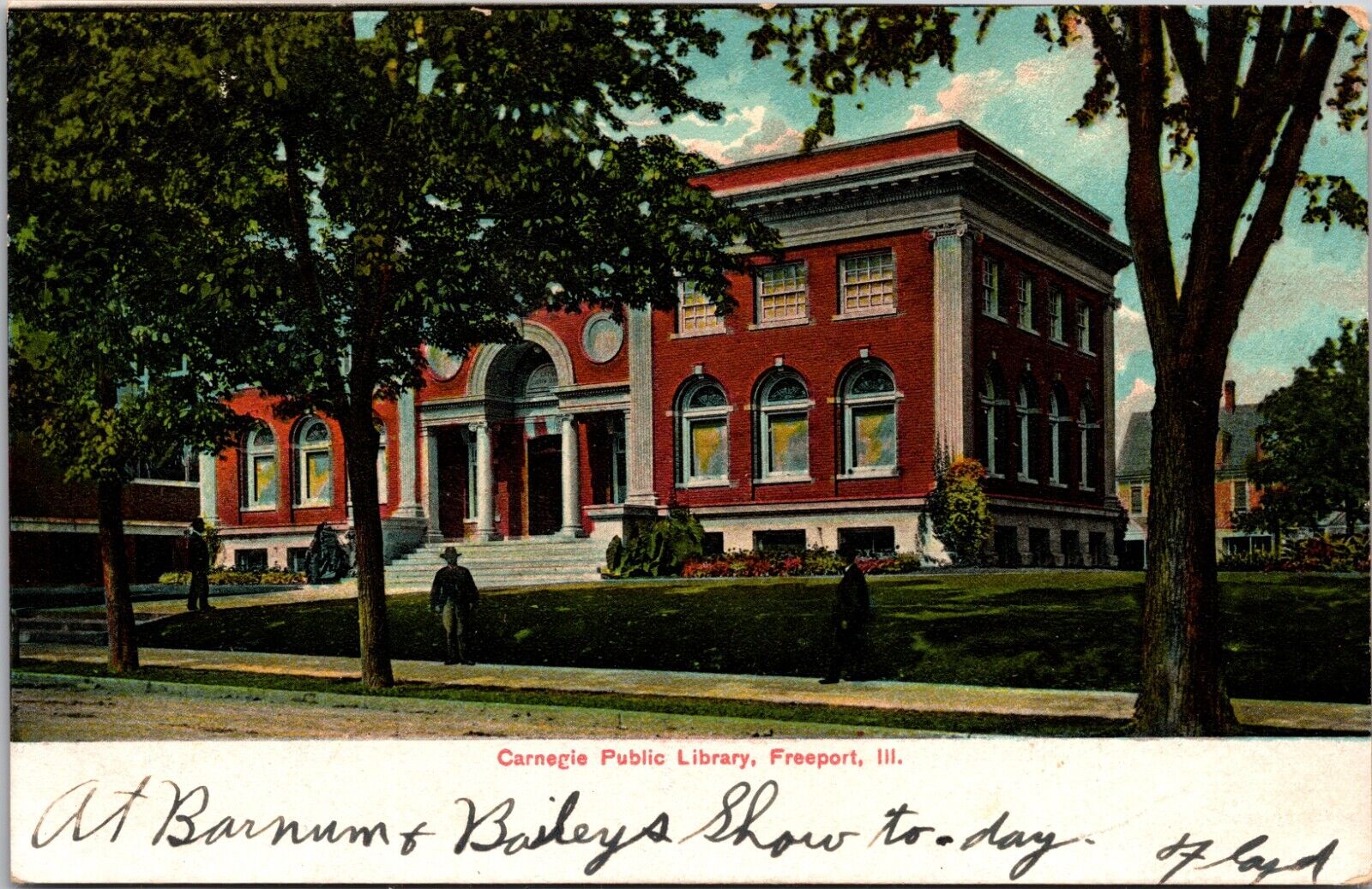 1907 Carnegie Library Building Freeport Illinois IL Posted Vintage Postcard