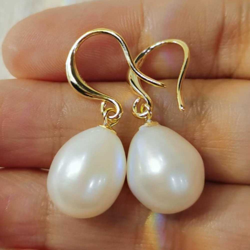 11-12MM huge natural flawless freshwater pearl drop earrings CARNIVAL New Year