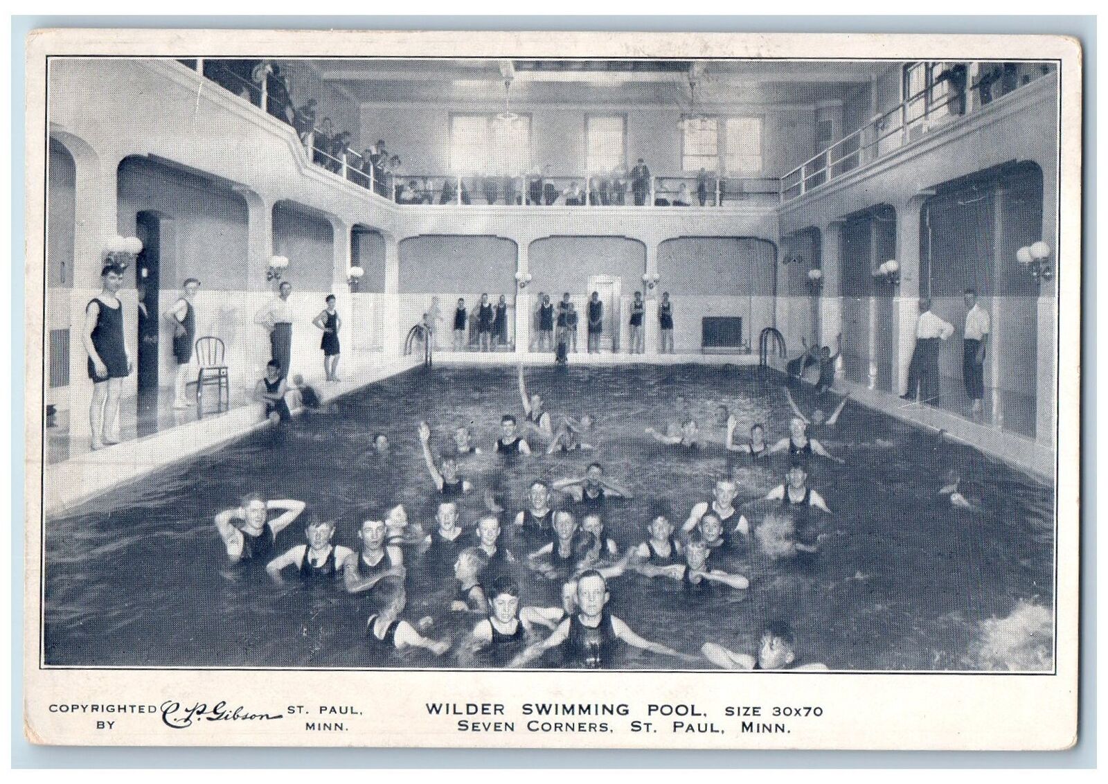 c1920\'s Wilder Swimming Pool Interior Bathing View St. Paul Minnesota Postcard