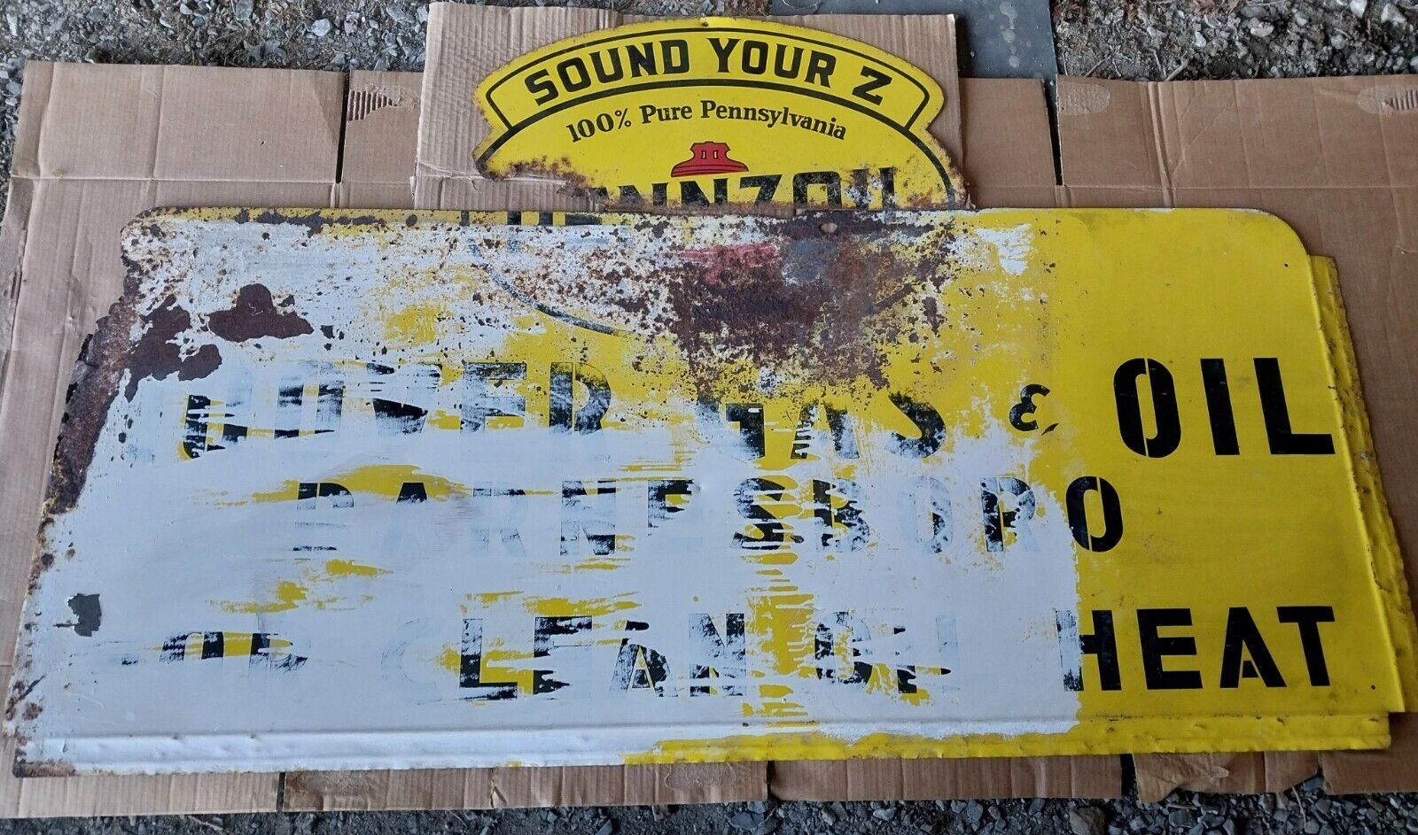 Vintage Large PENZOIL SOUND YOUR Z SIGN HOOVER OIL & GAS - SIGNS GULF SINCLAIR