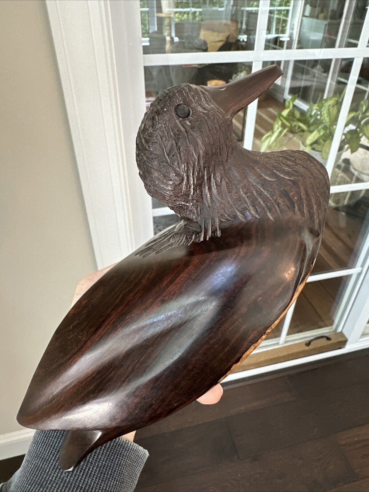 Vintage Ironwood Dark Stained Carved Duck, Beautiful Patina, Over 1.5 Pounds