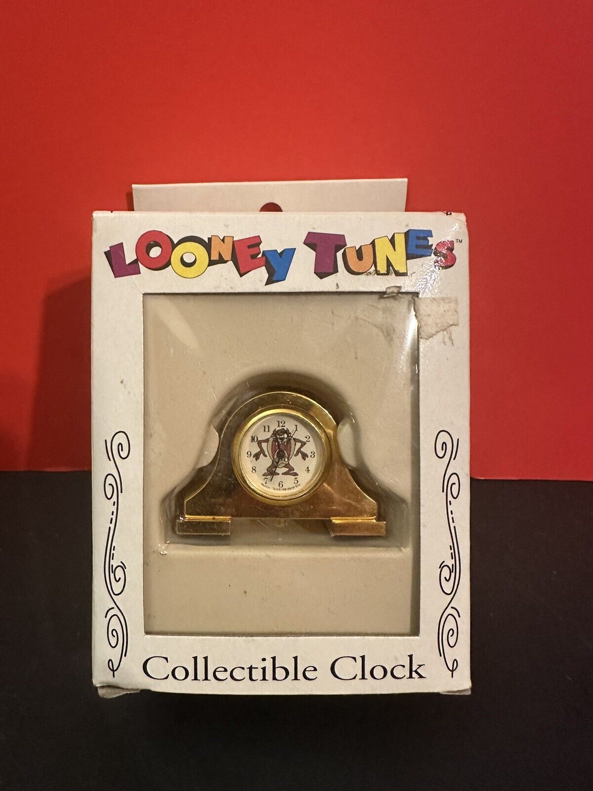 Taz mini clock brass Looney Tunes Vintage 1996 Westclox Warner Bros