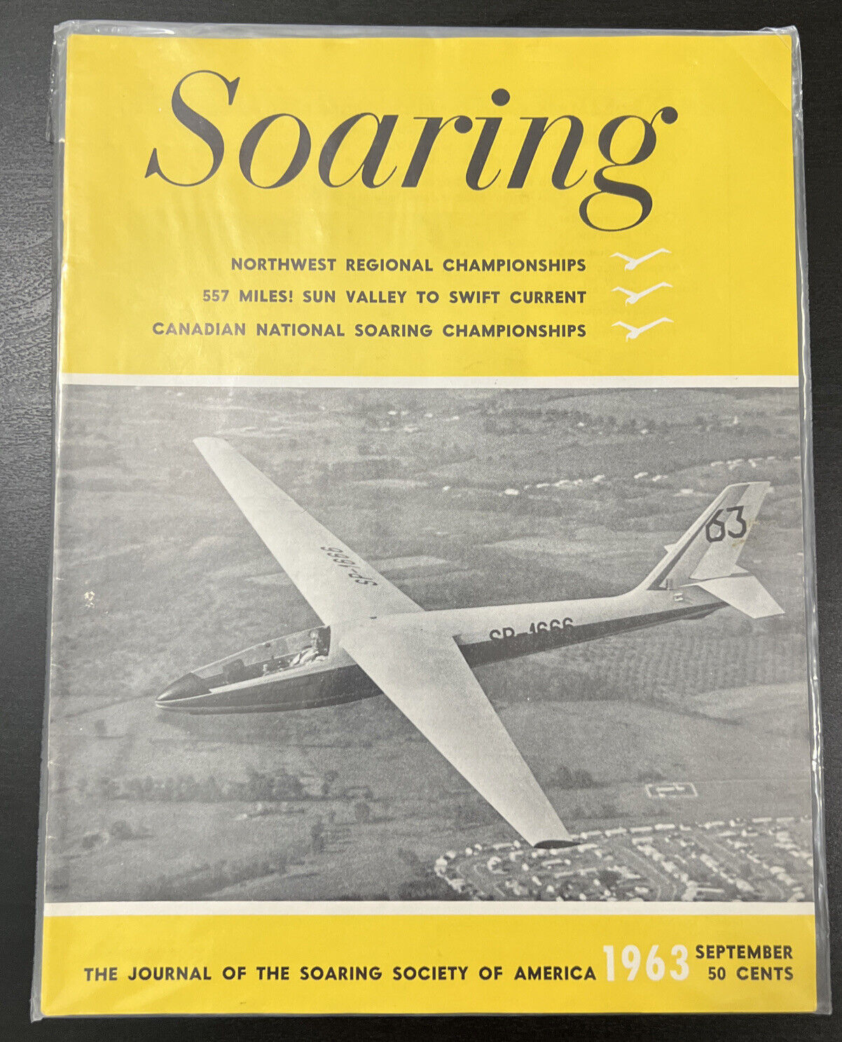 Vintage Sept 1963 Journal of the Soaring Society of America Soaring Magazine