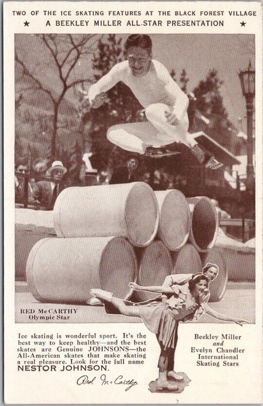 1933-34 CHICAGO WORLD\'S FAIR Postcard Black Forest Village / Ice Skating Show