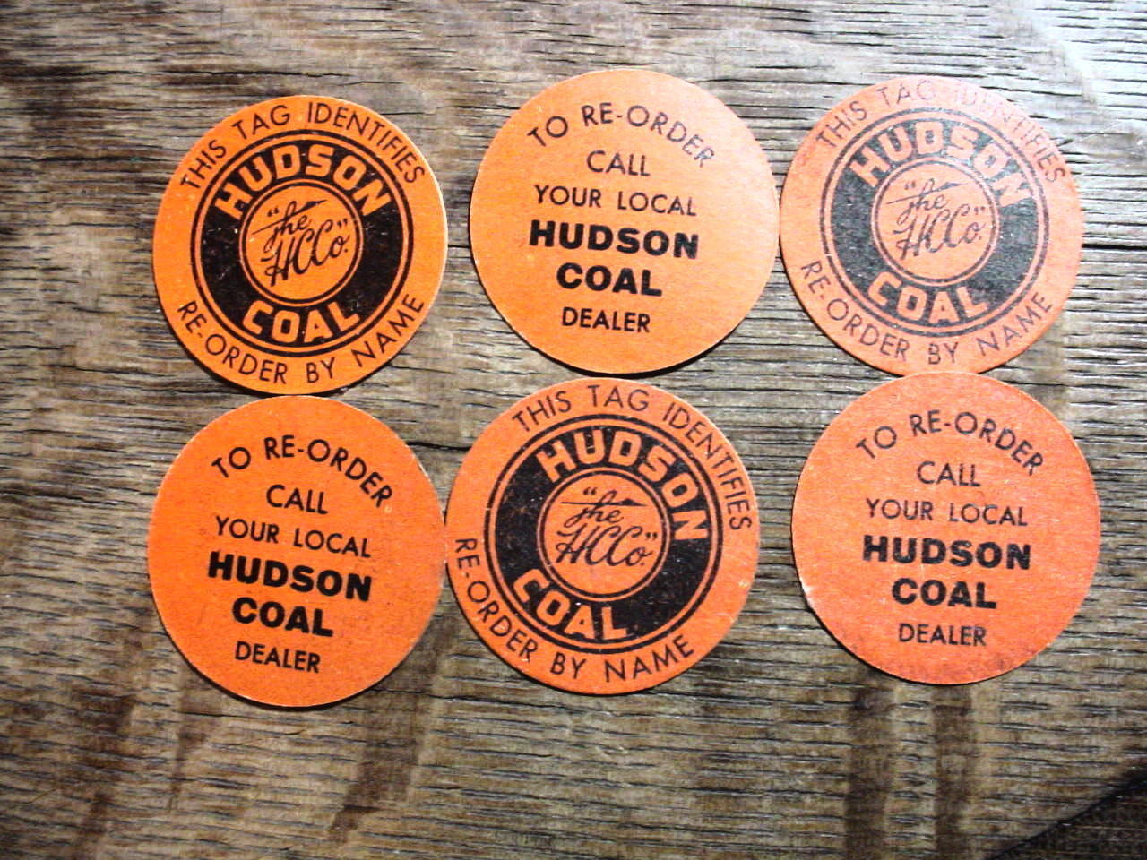 The D&H HUDSON COAL 6 Re-Order TAGS Pennsylvania Coal Mining Collectibles