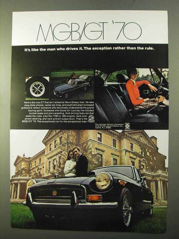 1970 MG MGB/GT Ad - It\'s Like The Man Who Drives It