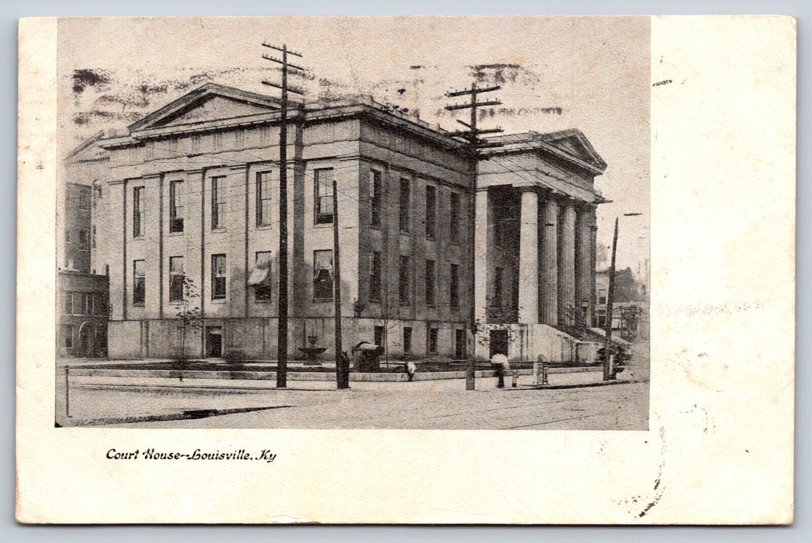 Court House Exterior View Louisville Kentucky Postcard 1906 Architecture Cannon