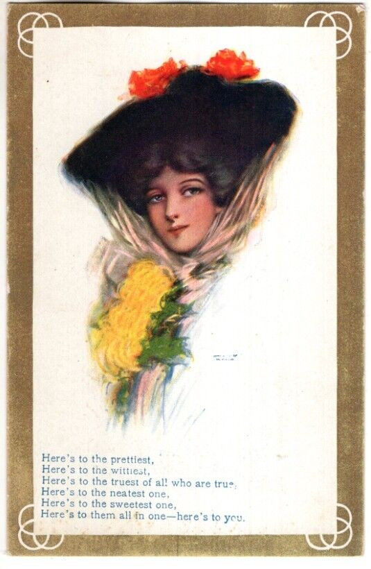 ANTIQUE Postcard    (HAMILTON KING)   PRETTY LADY - \