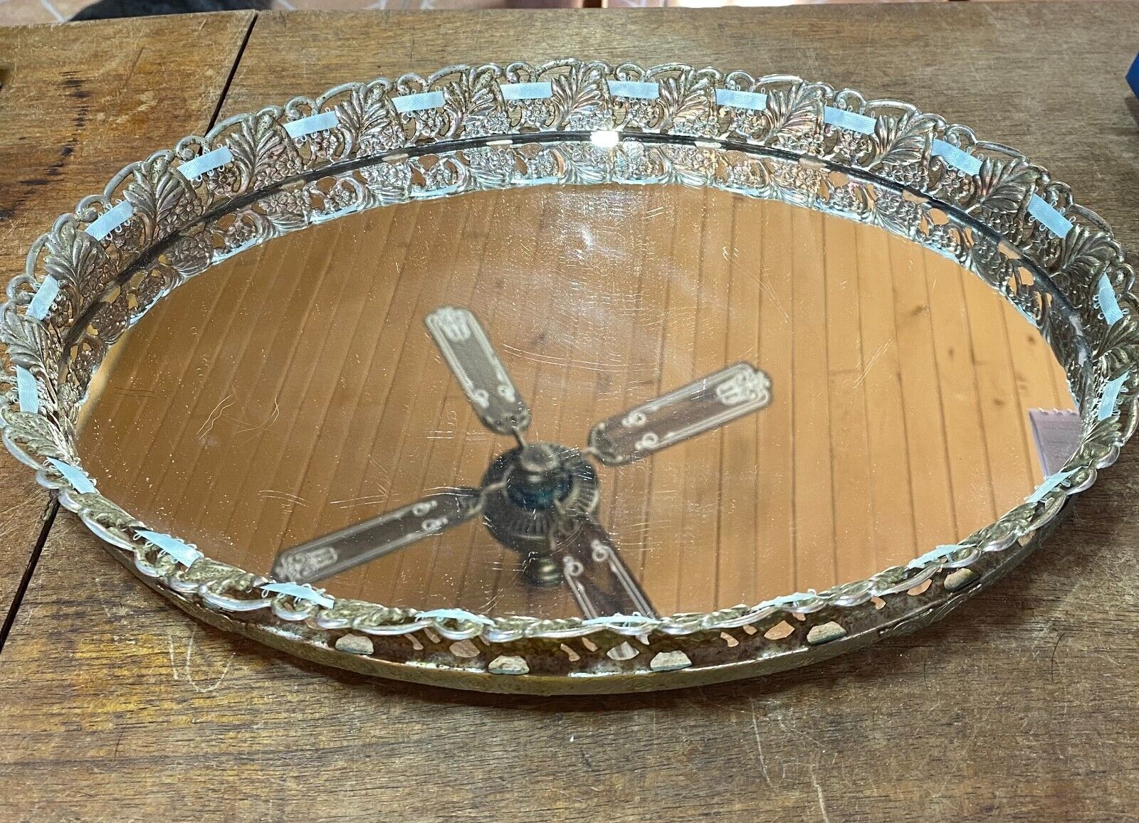 Vintage Oval Vanity Mirror Tray