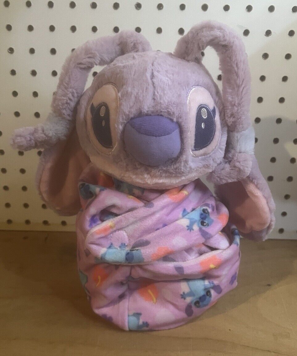 Disney Babies Angel Plush Stitch Girlfriend Swaddle Baby Blanket Set Purple Toy