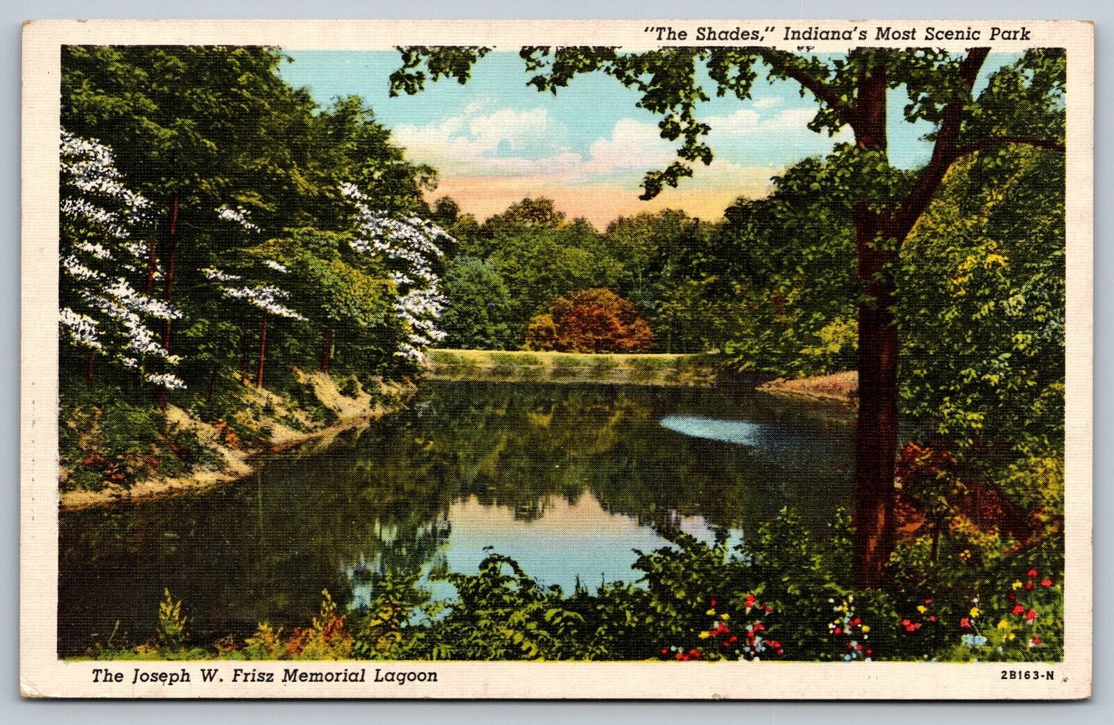 c1910s The Joseph W Frisz Memorial Lagoon The Shades Indiana Park Postcard